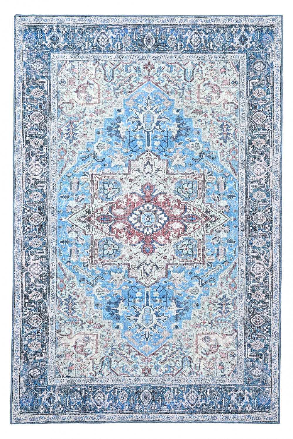 Flatvävd matta - Birjand (blå) (Storlek: 190 x 280 cm)