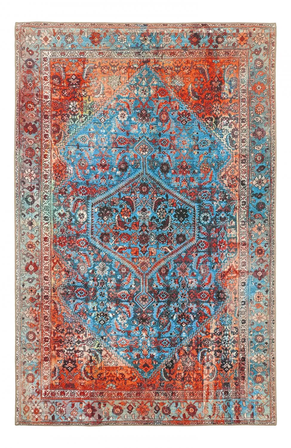 Flatvävd matta - Mardin (röd/blå)