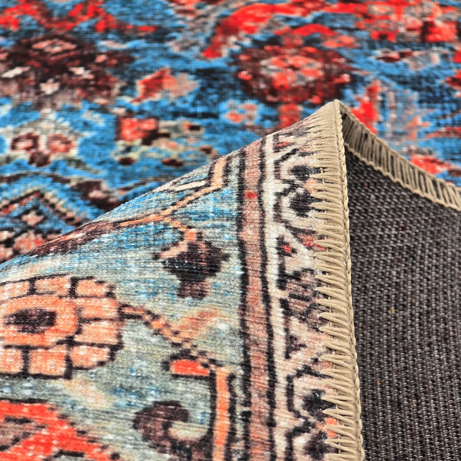 Flatvävd matta - Mardin (röd/blå)