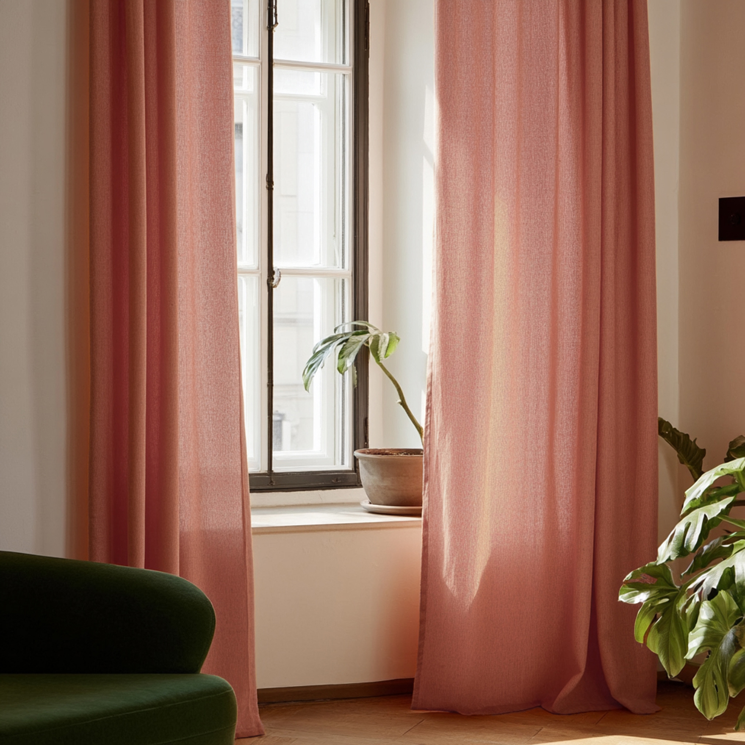 Gardiner - Linnegardin Luana (röd) (Storlek: 140 x 300 cm)