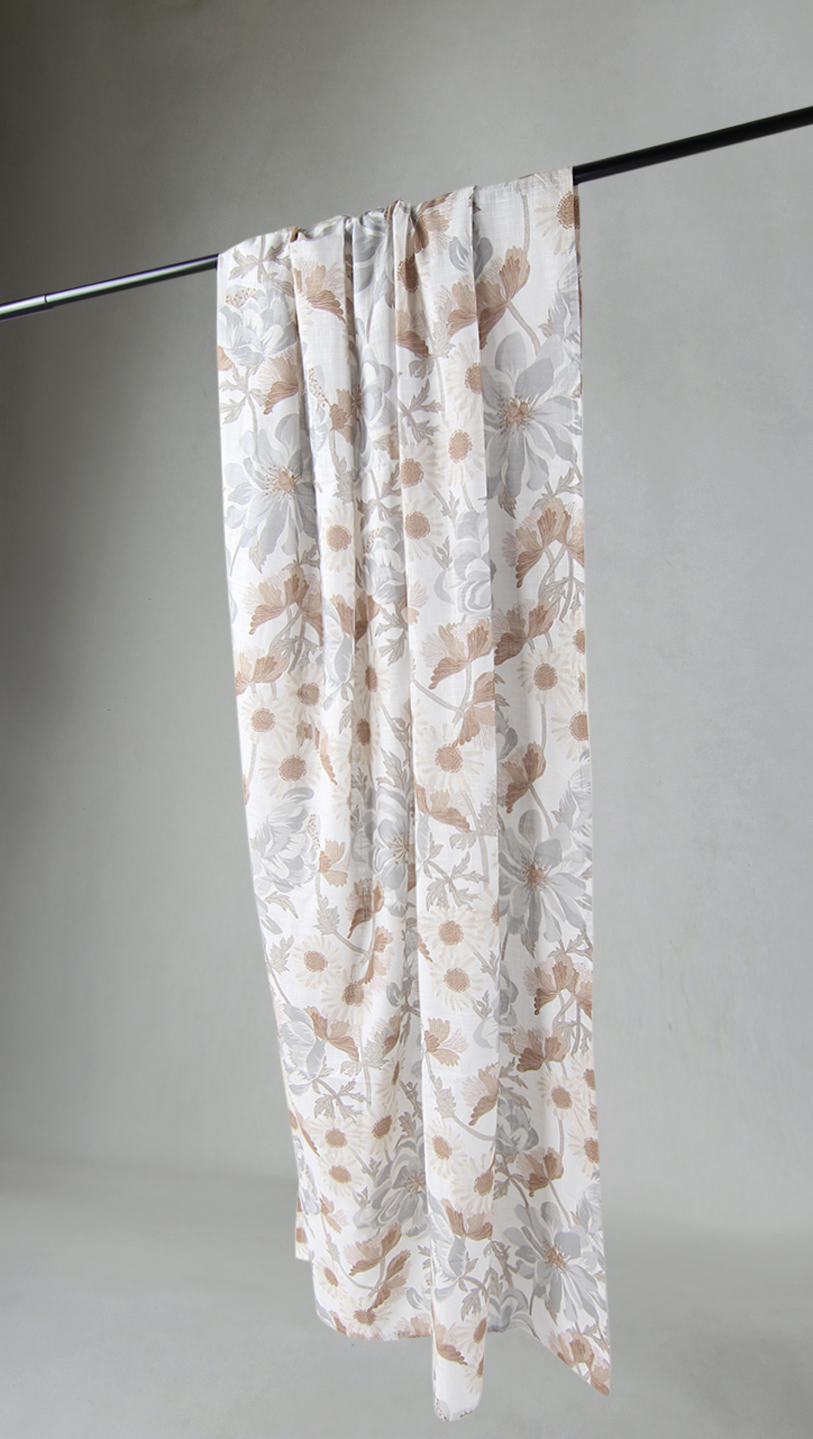 Gardiner - Bomullsgardin - Serena (grå/beige) (Storlek: 140 x 300 cm)