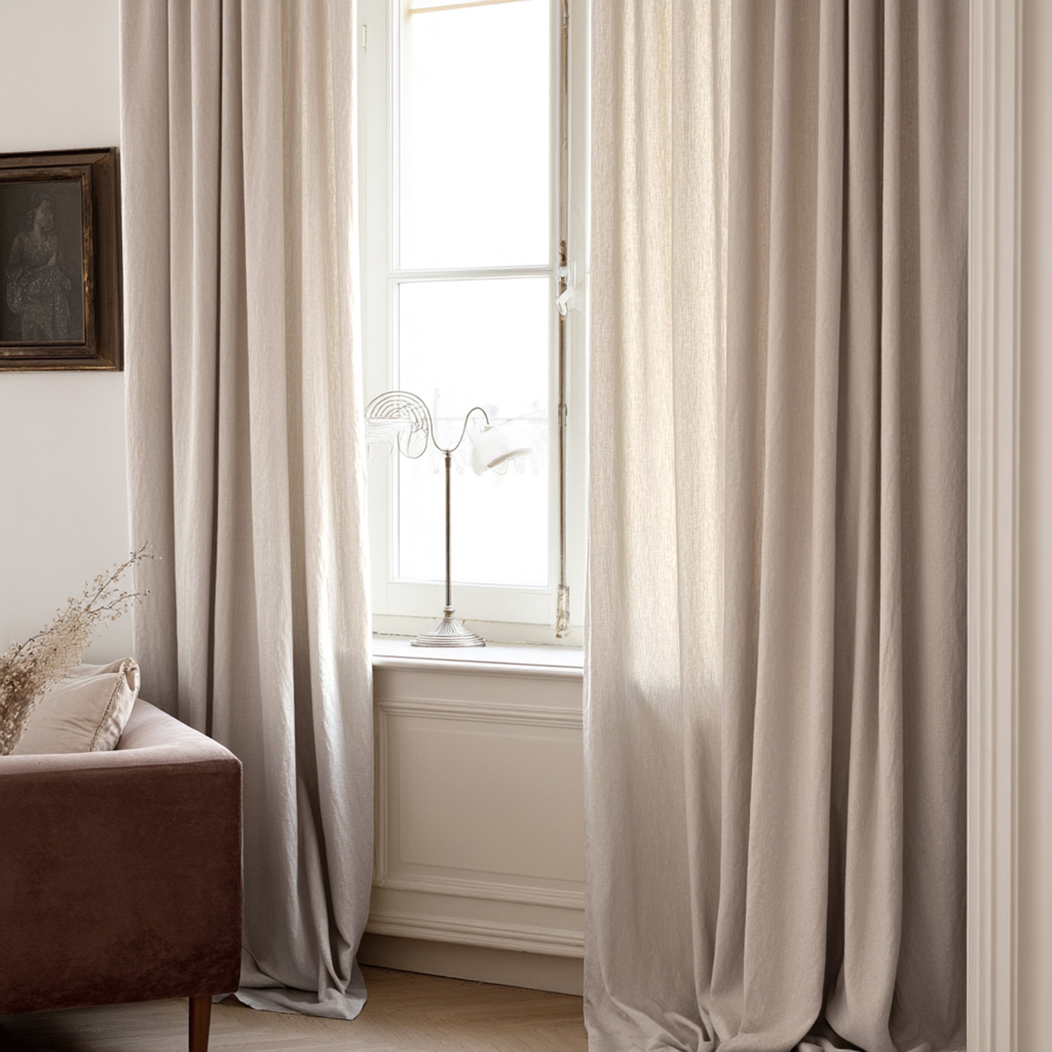 Gardiner - Linnegardin Cosmina (beige) (Storlek: 140 x 250 cm)