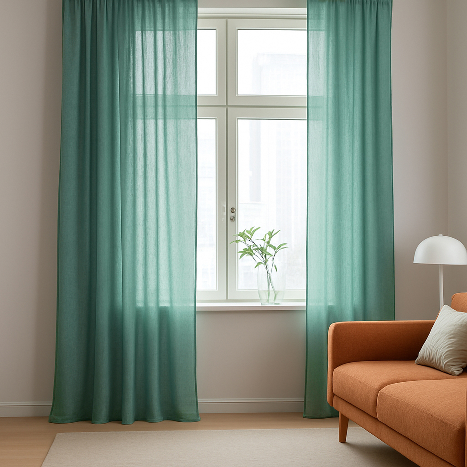 Gardiner - Linnegardin Cosmina (grön) (Storlek: 140 x 250 cm)