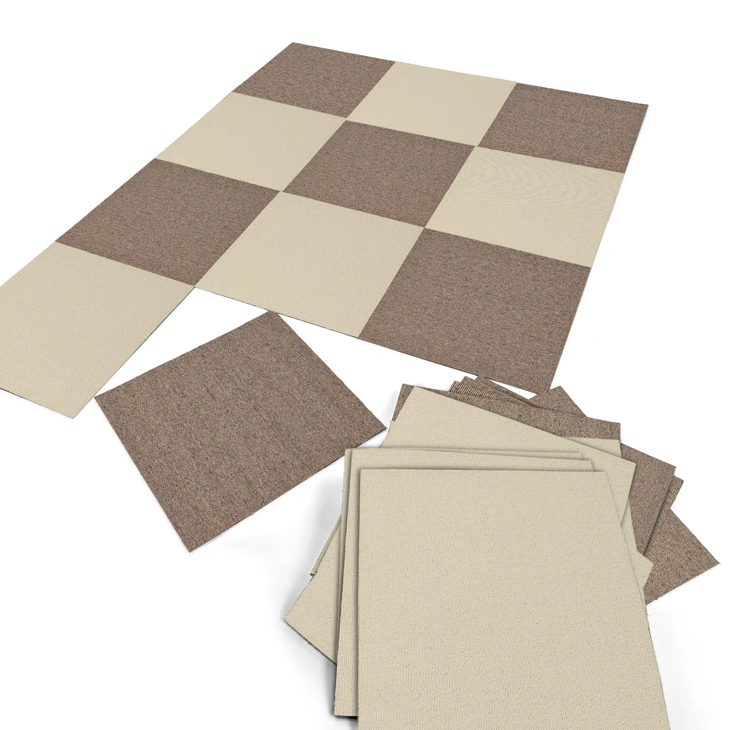 Heltäckningsmatta - Almeria Textilplattor 24-pack (brun)