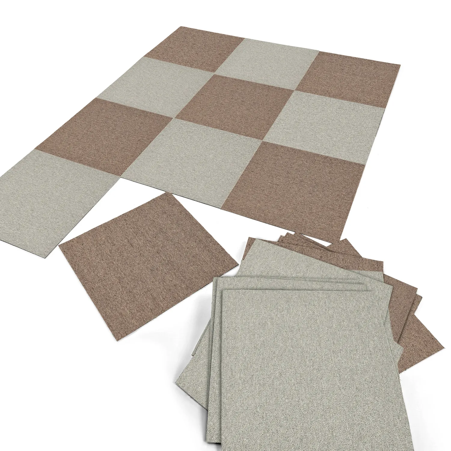 Heltäckningsmatta - Almeria Textilplattor 24-pack (brun)