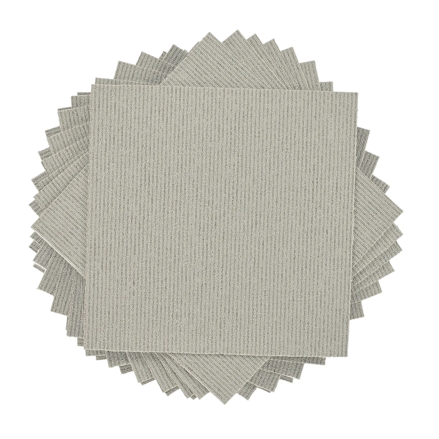 Heltäckningsmatta - Almeria Textilplattor 24-pack (randig grå)