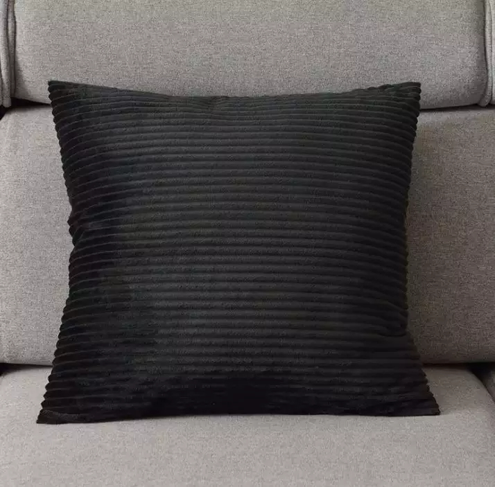 Kuddfodral - Striped Velvet 50 x 50 cm (svart) (Storlek: 50 x 50 cm)