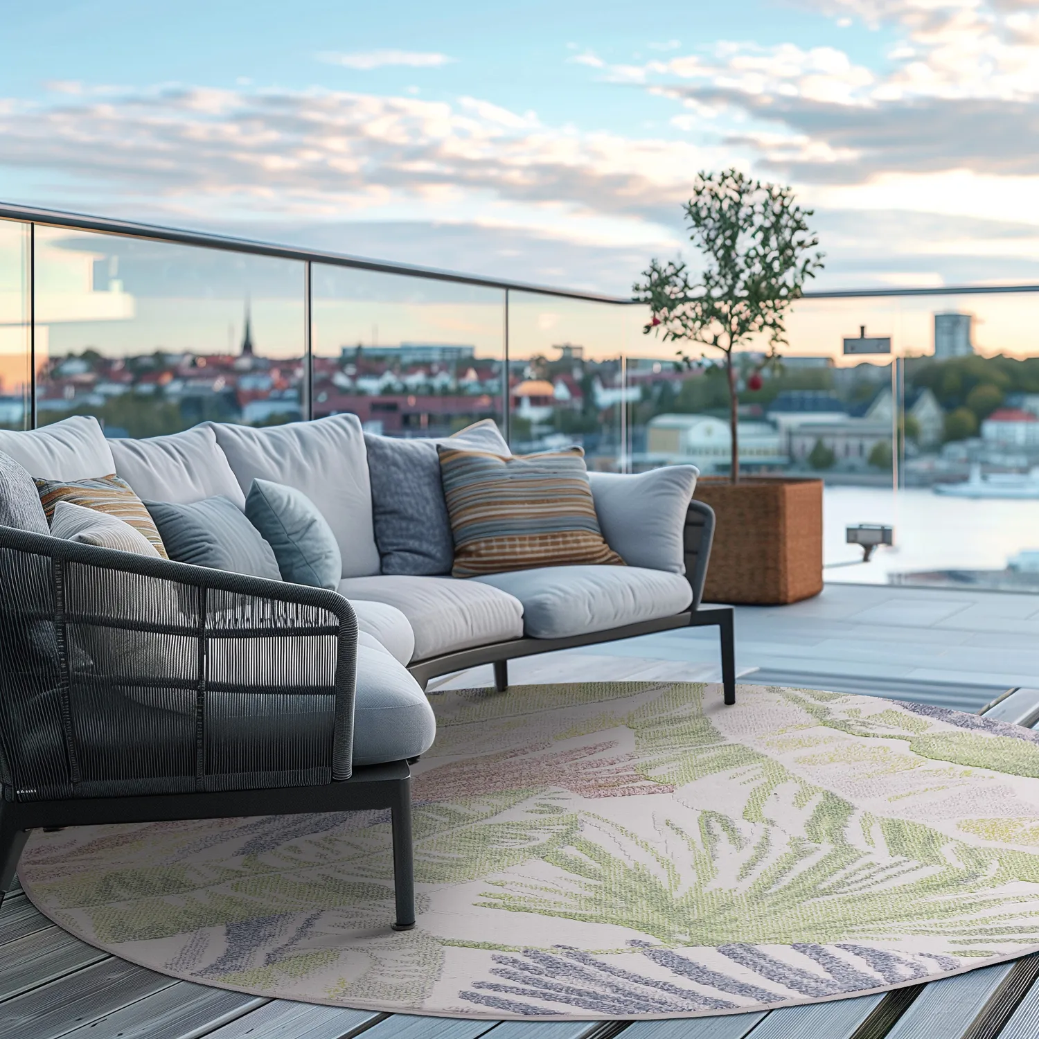 Rund matta - Indoor/Outdoor Havana (cream/multi)
