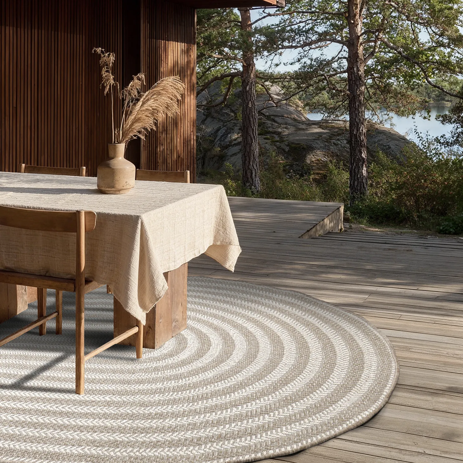 Oval matta - Indoor/outdoor Leander (beige)
