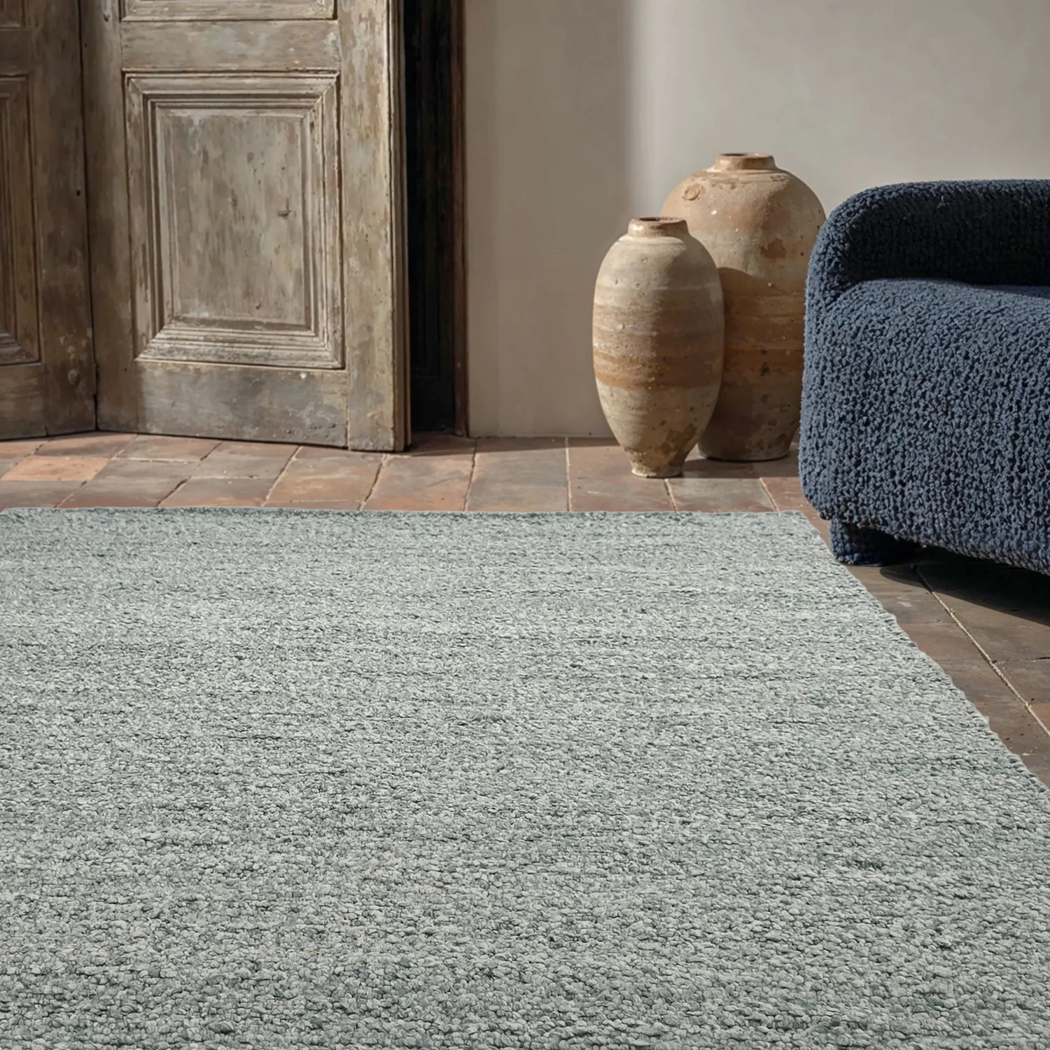 Inomhus/utomhusmatta - Milford Wool Look (ljusblå)