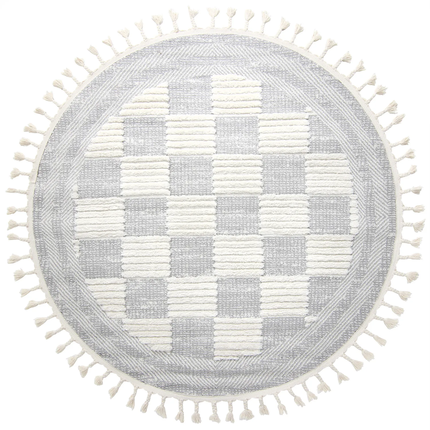 Rund matta - Austin (grå/offwhite)