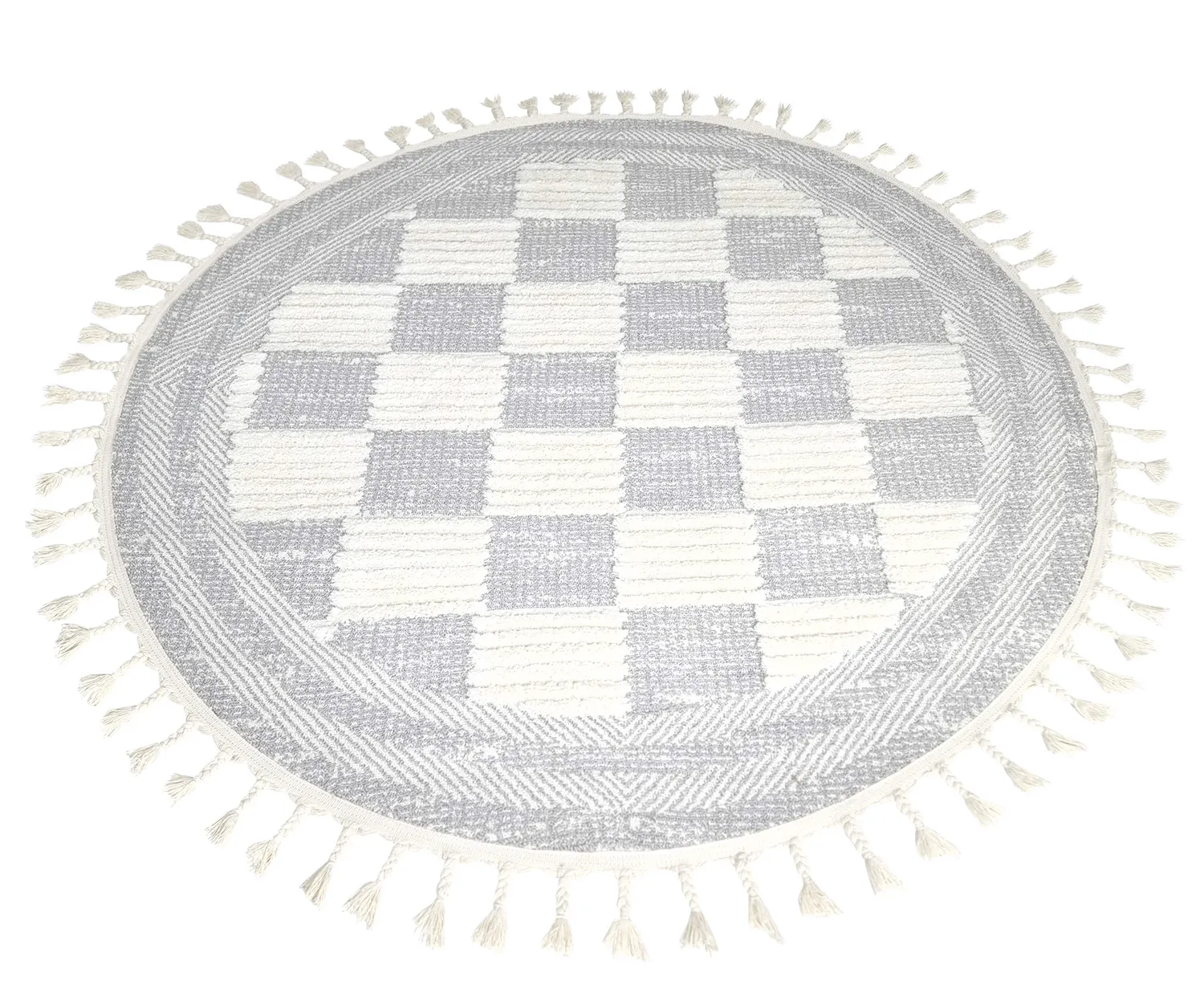 Rund matta - Austin (grå/offwhite)