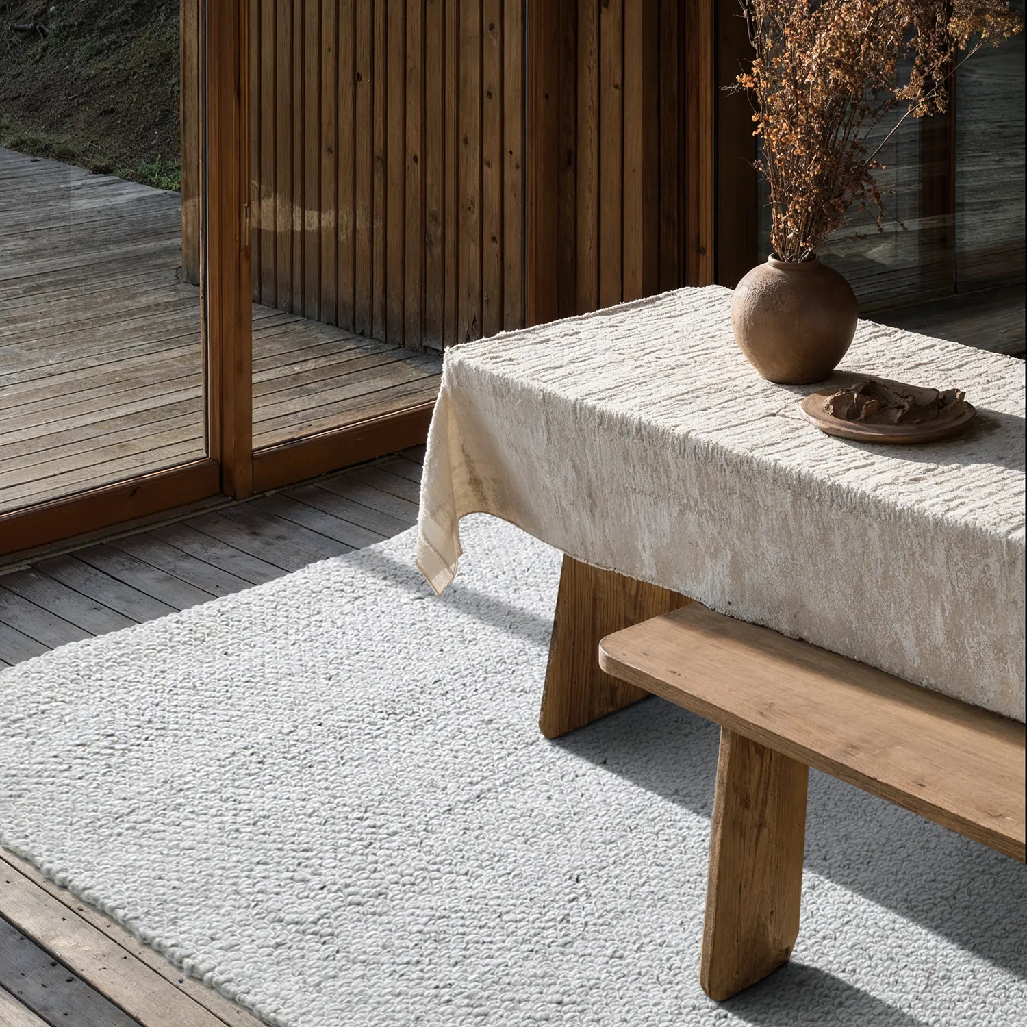 Inomhus/utomhusmatta - Arco Wool Look (grå/beige)