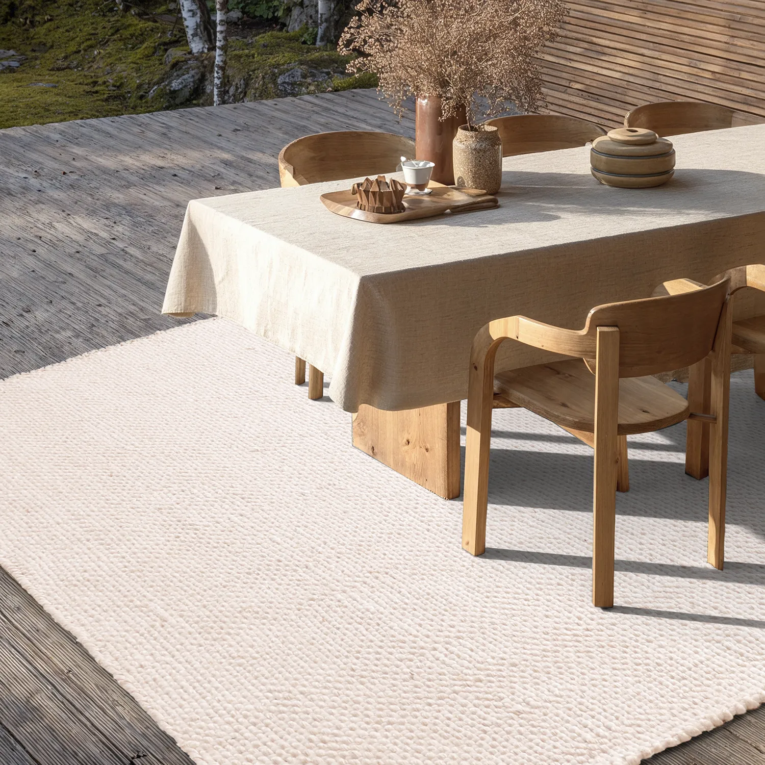Inomhus/utomhusmatta - Orta Wool Look (creme)