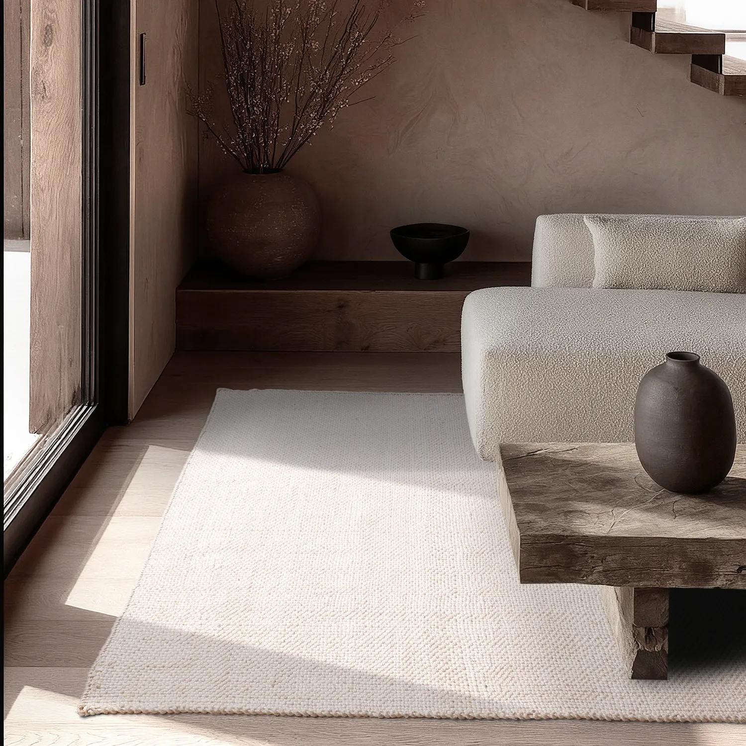 Inomhus/utomhusmatta - Orta Wool Look (creme)