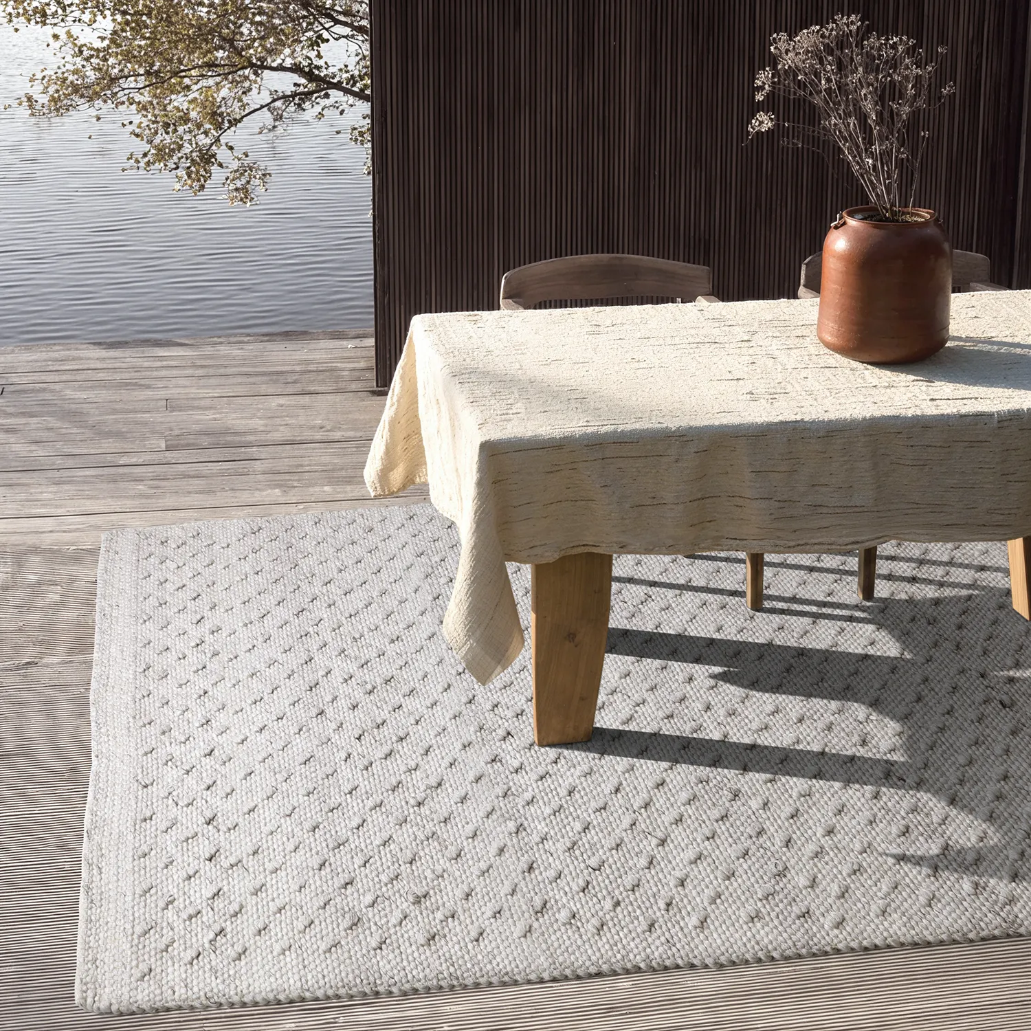Inomhus/utomhusmatta - Todi Wool Look (grå/beige)