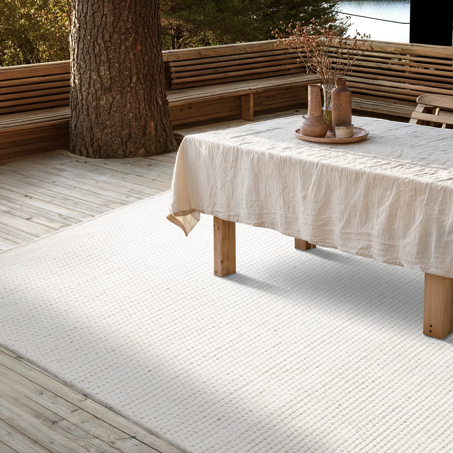 Inomhus/utomhusmatta - Coastal Wool Look (creme)