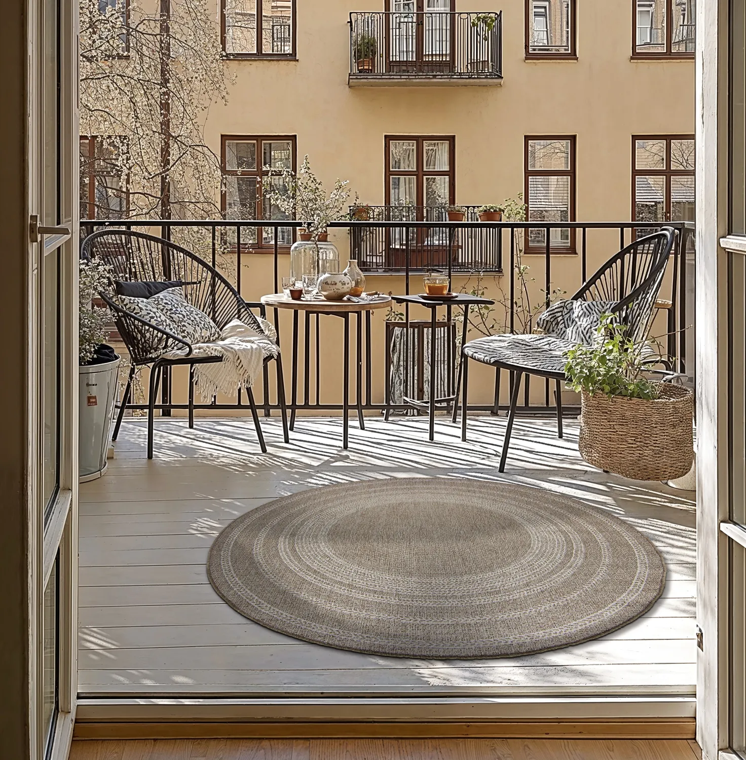 Rund matta - Indoor/Outdoor Angus (beige)