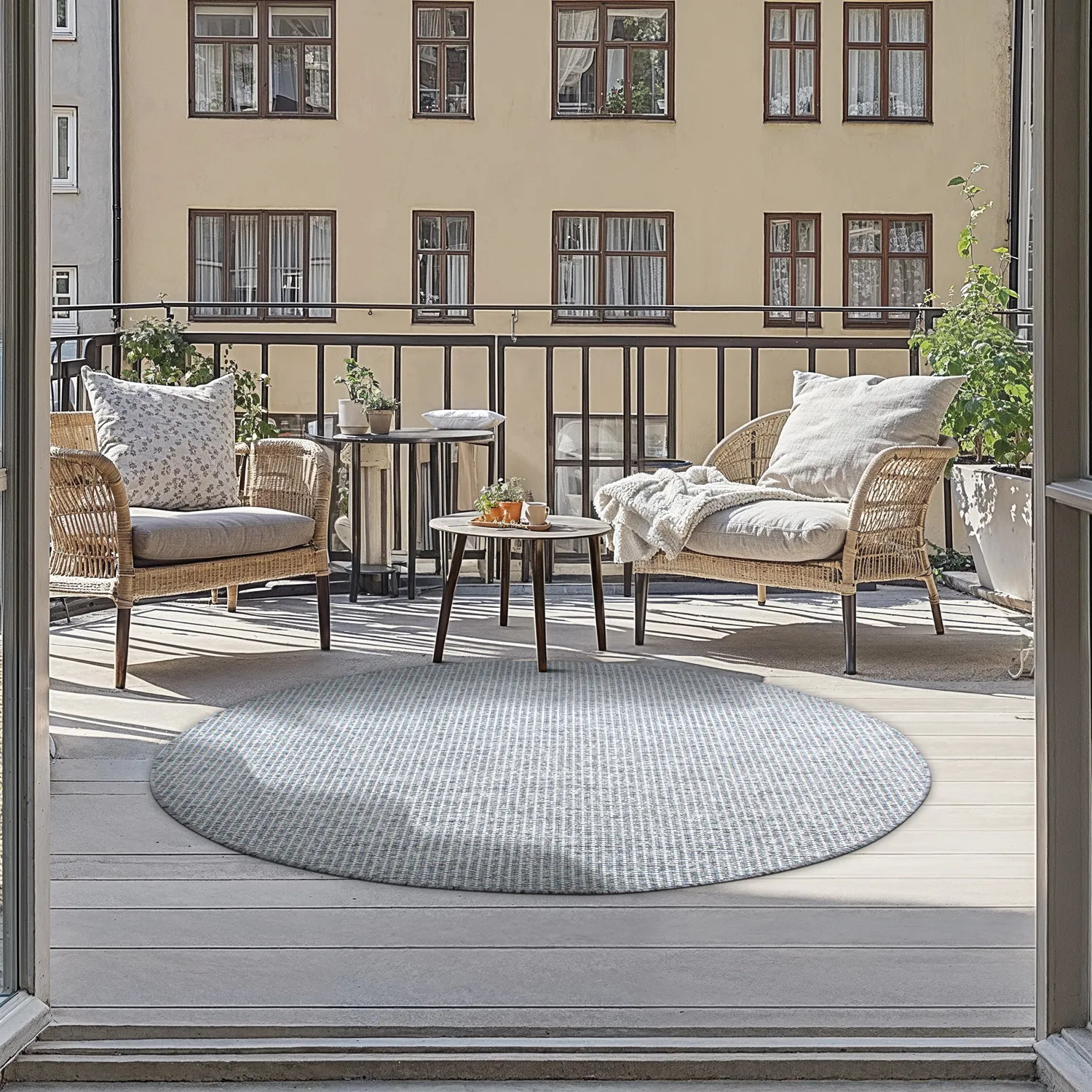 Rund matta - Bergen (silver)