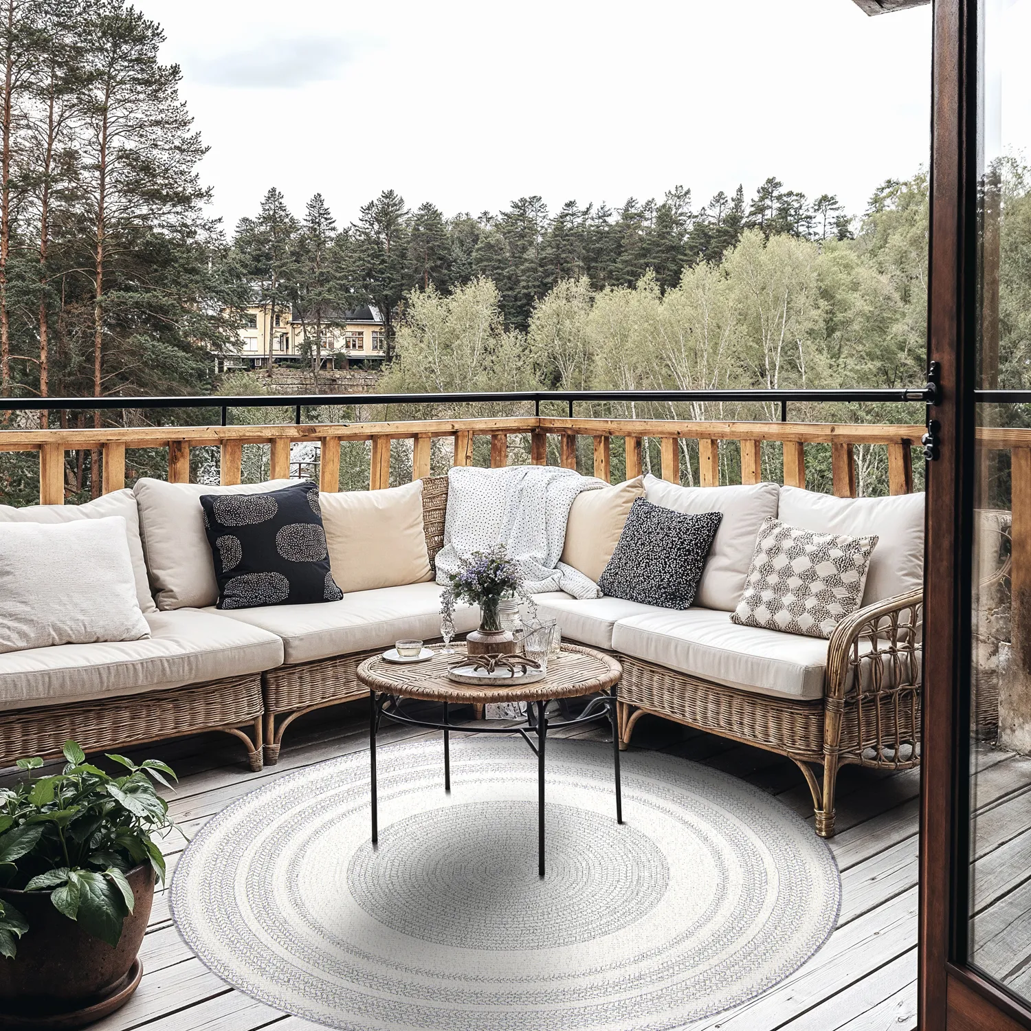 Rund matta - Indoor/Outdoor Angus (grå)