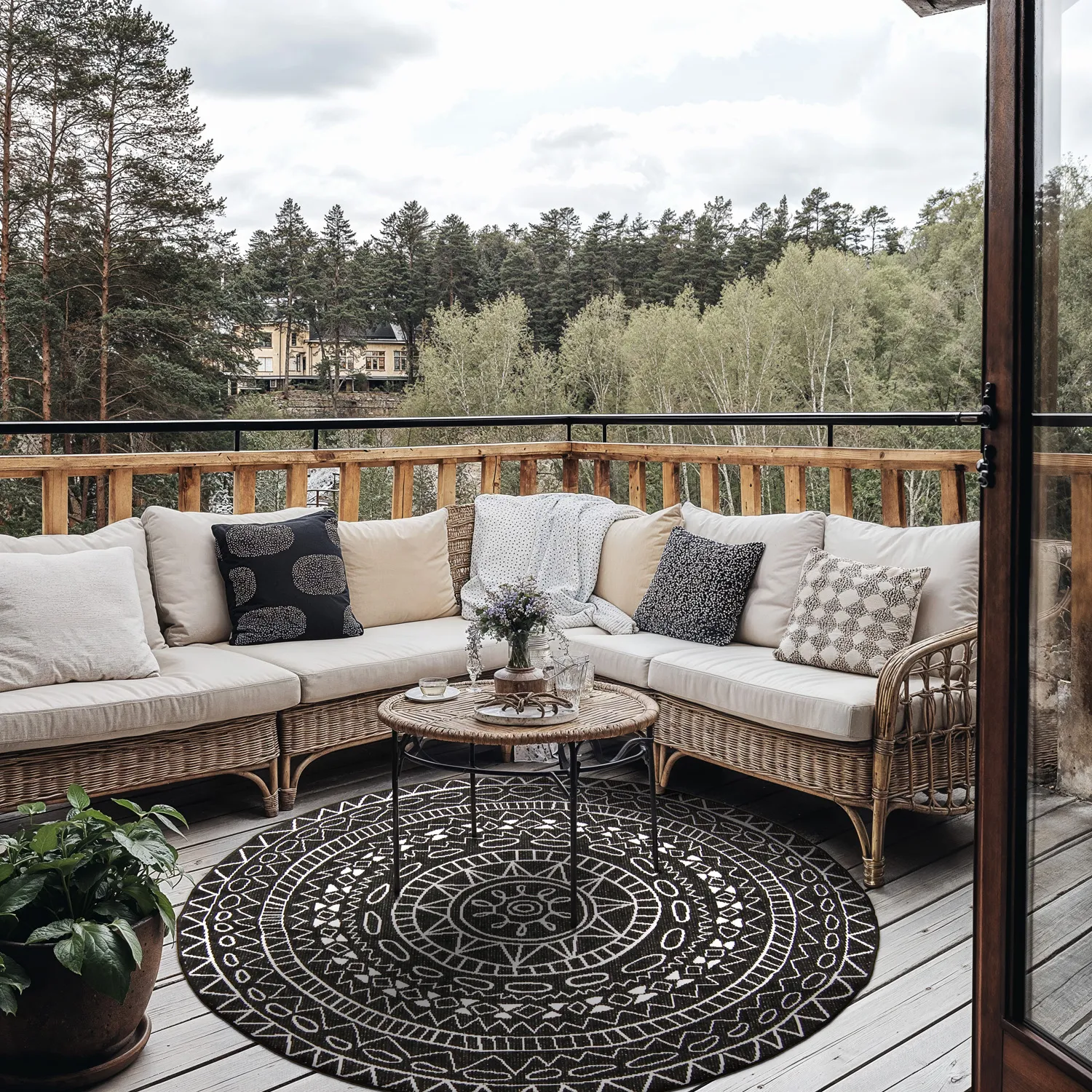 Rund matta - Brussels Diamond (svart)