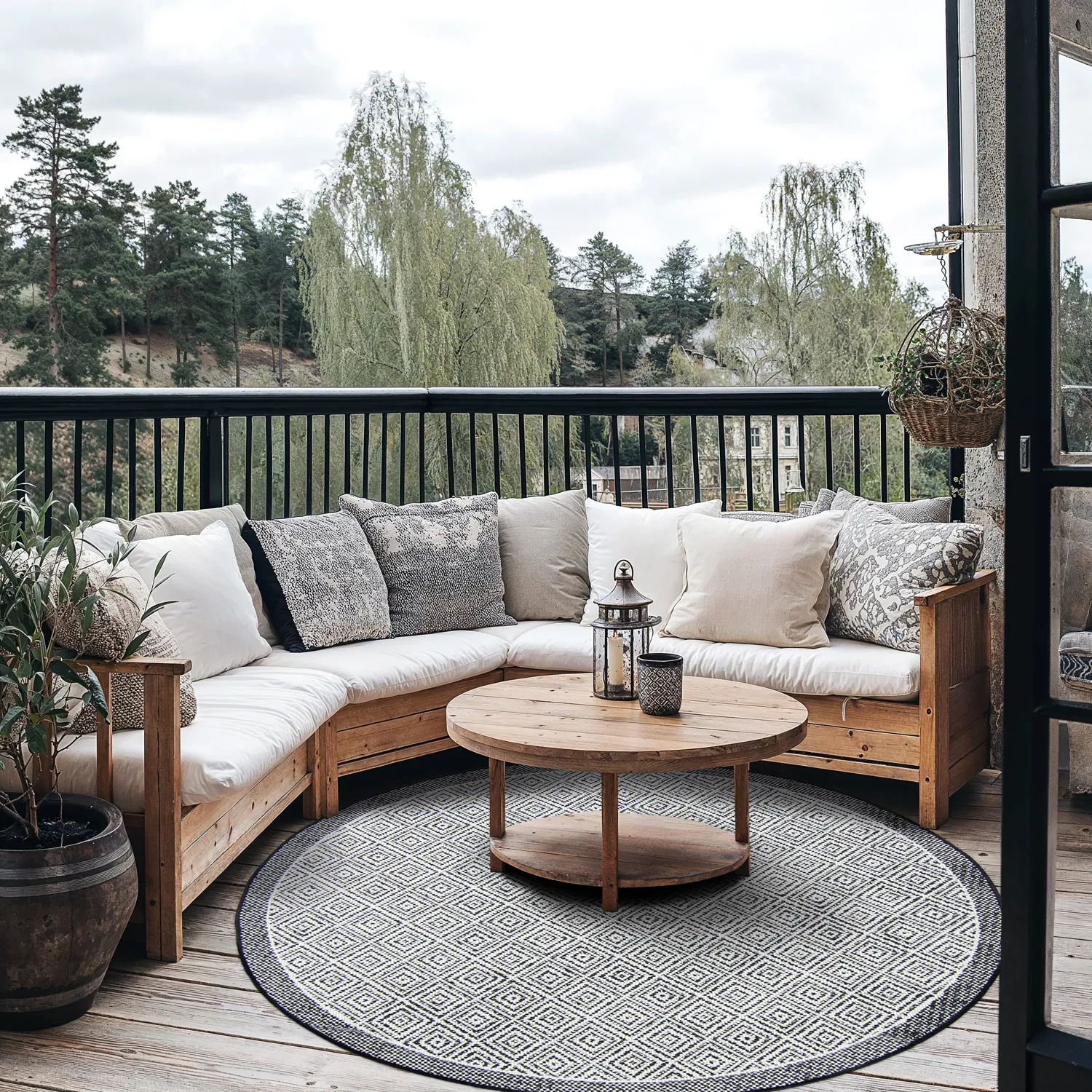 Rund matta - Monsaraz (svart)