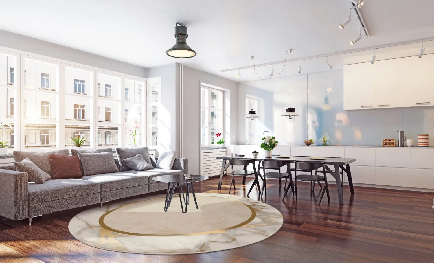 Rund matta - Cerasia (beige/vit/guld)