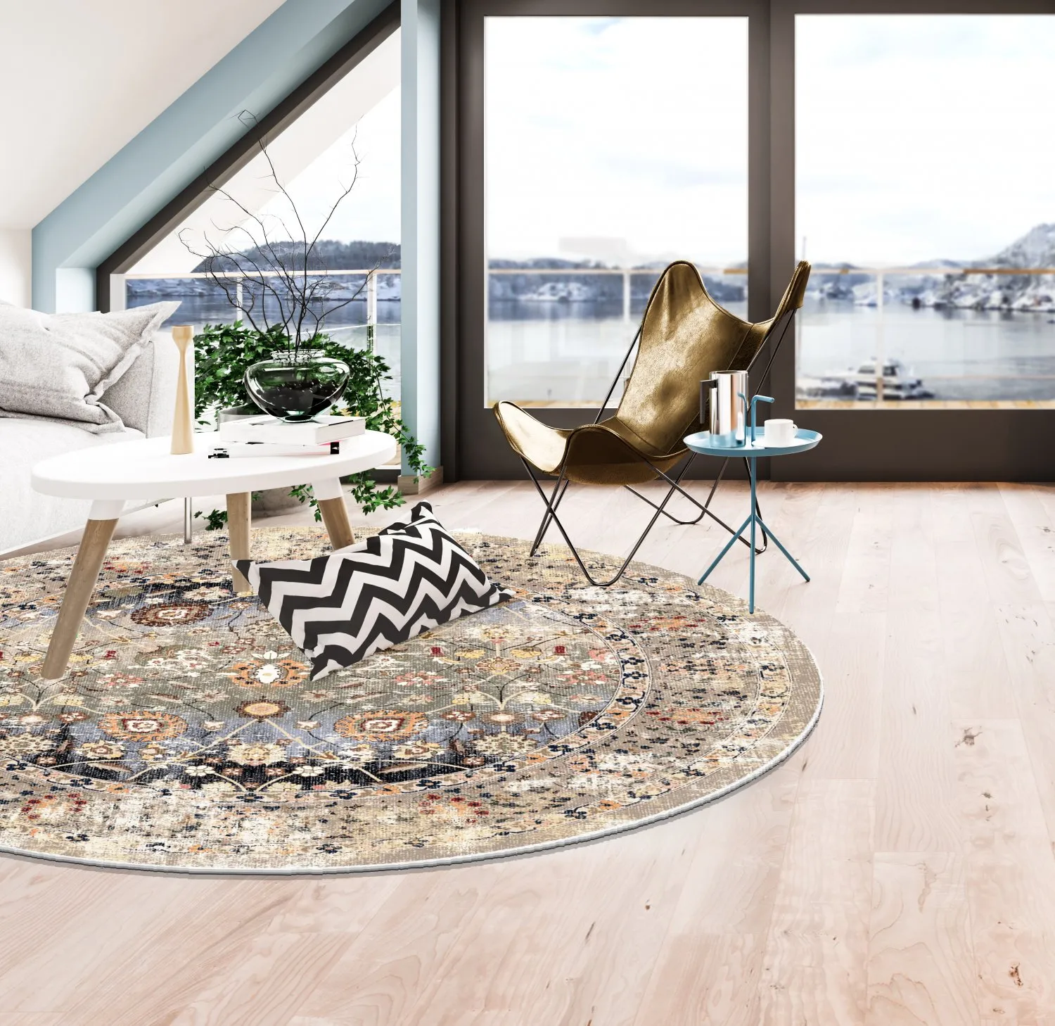 Rund matta - Bouhjar (beige/multi)