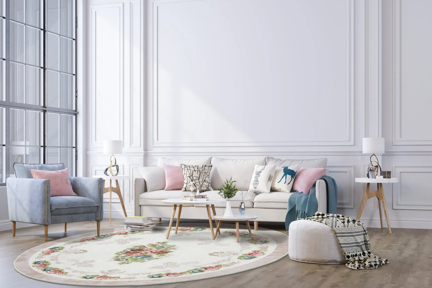 Rund matta - Delpha (beige/multi)
