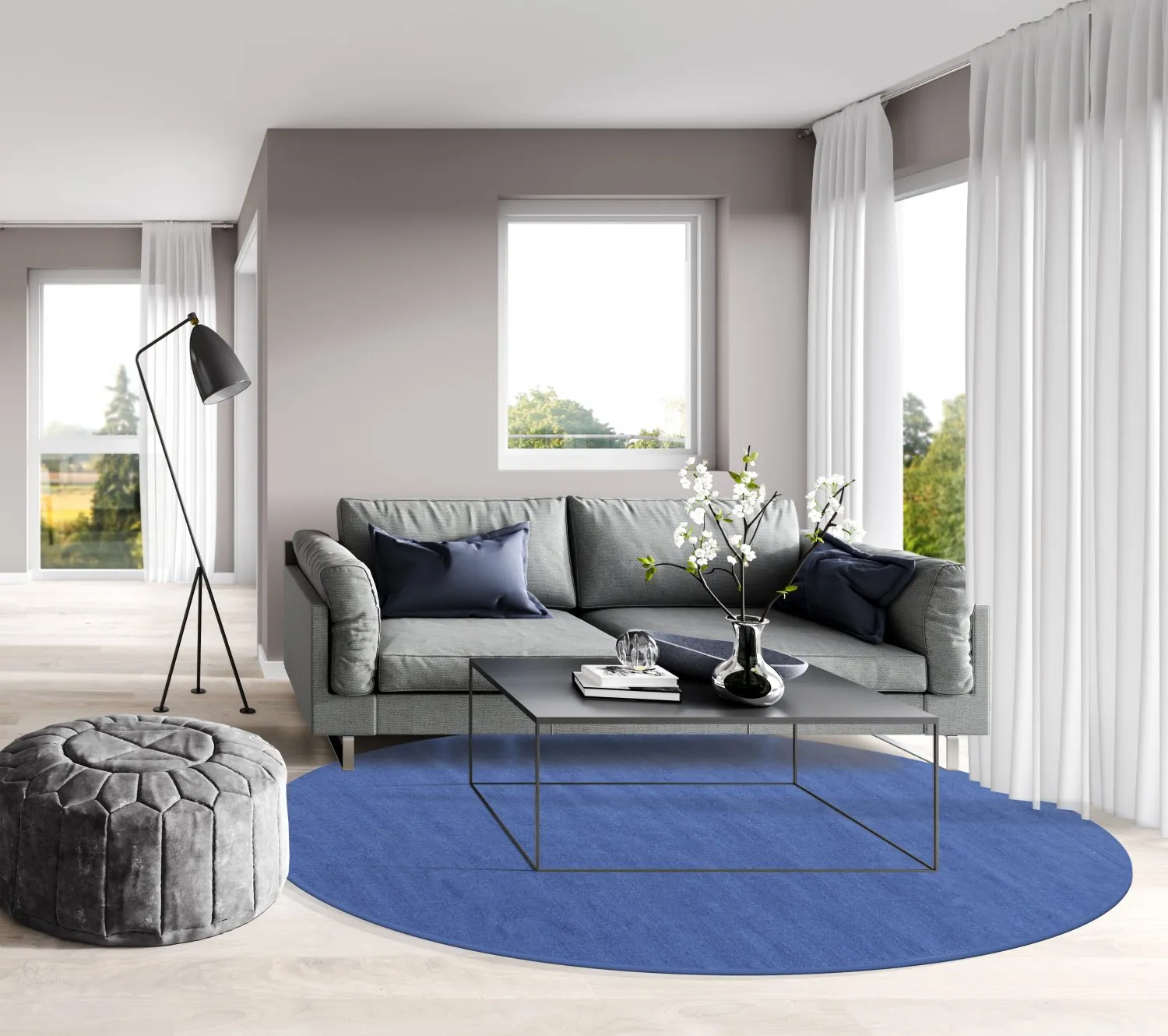 Rund matta - Hamilton (Classic Blue)