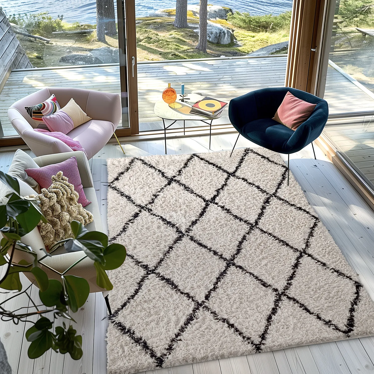 Ryamattor - Alcott Natural Cotton Shaggy (svart/vit)