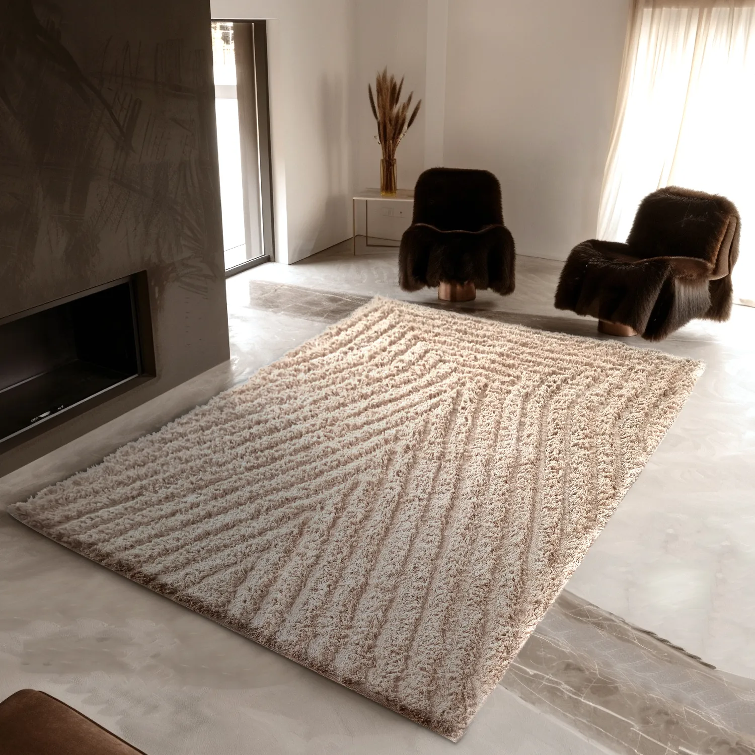 Ryamattor - Indra Natural Cotton Shaggy (beige)
