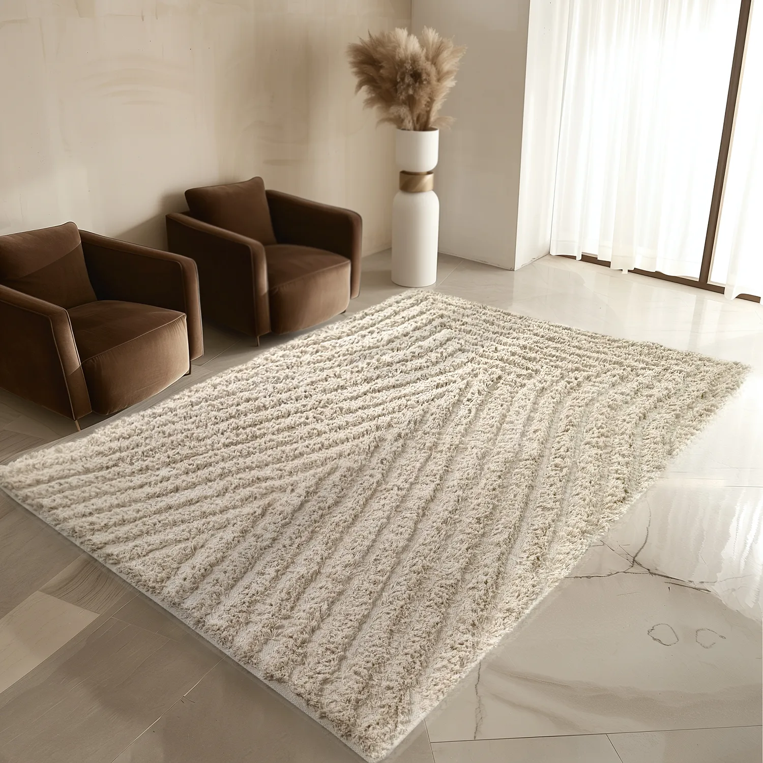 Ryamattor - Kendra Natural Cotton Shaggy (natur)