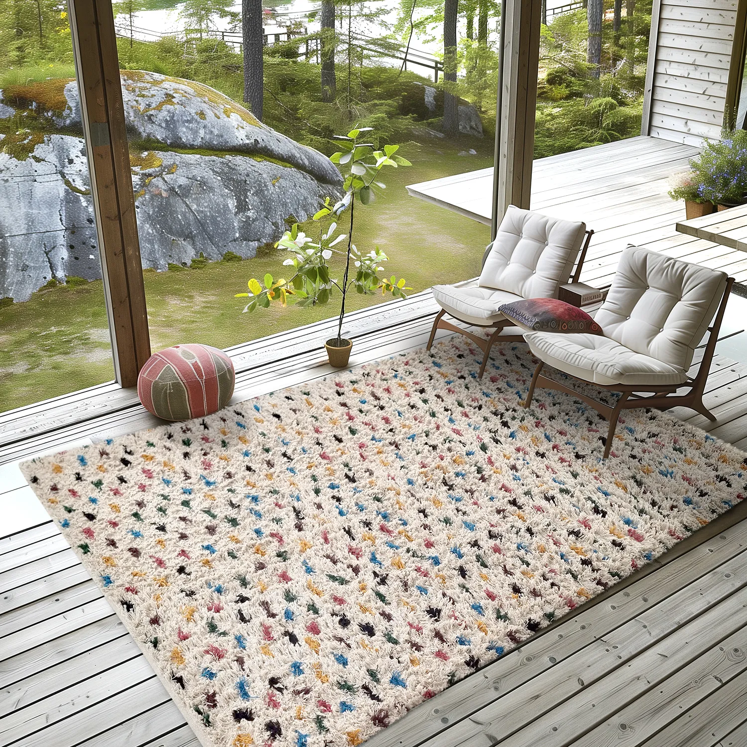 Ryamattor - Litton Natural Cotton Shaggy (beige/multi)