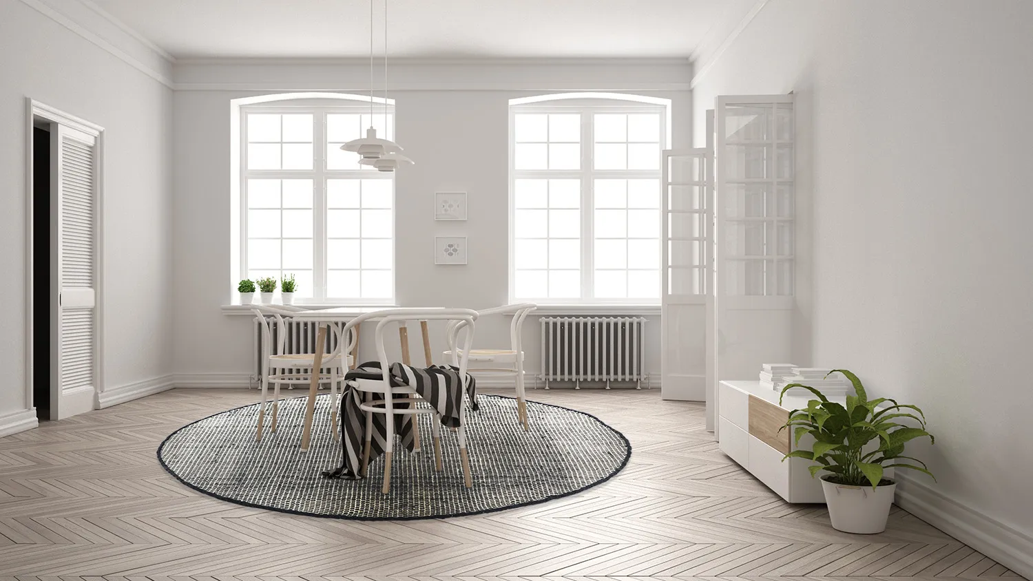 Rund matta - Coastal (svart/vit)