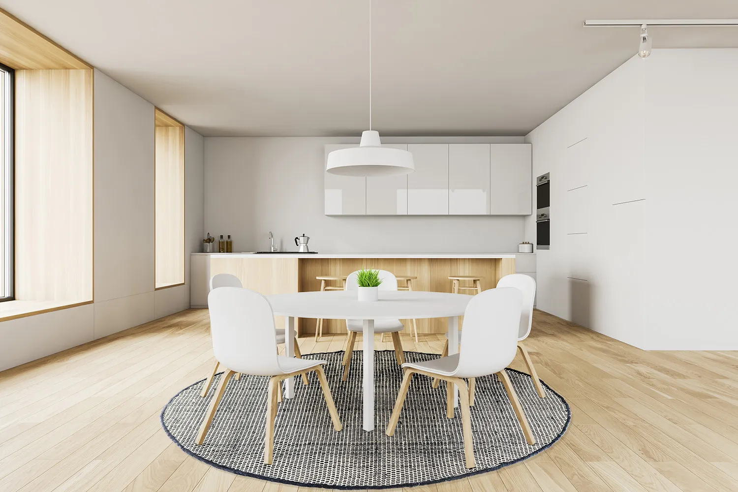 Rund matta - Coastal (svart/vit)