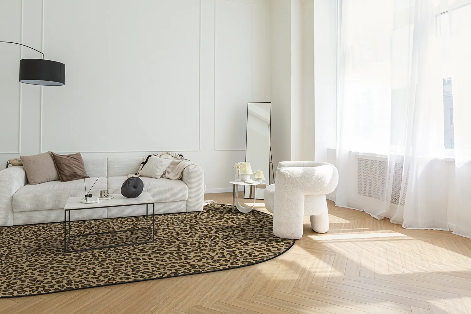 Oval matta - Leopard (brun)