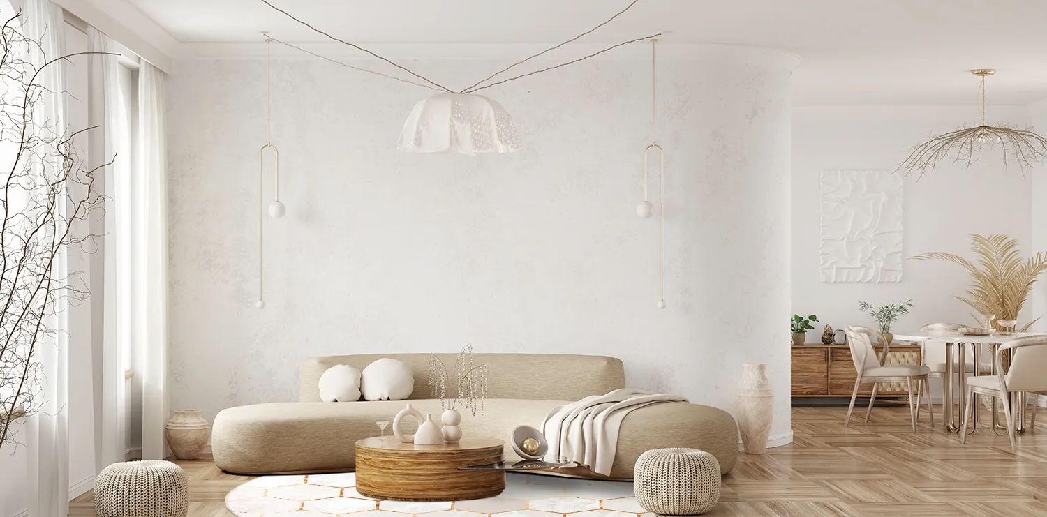 Rund matta - Morino (beige/vit/guld)