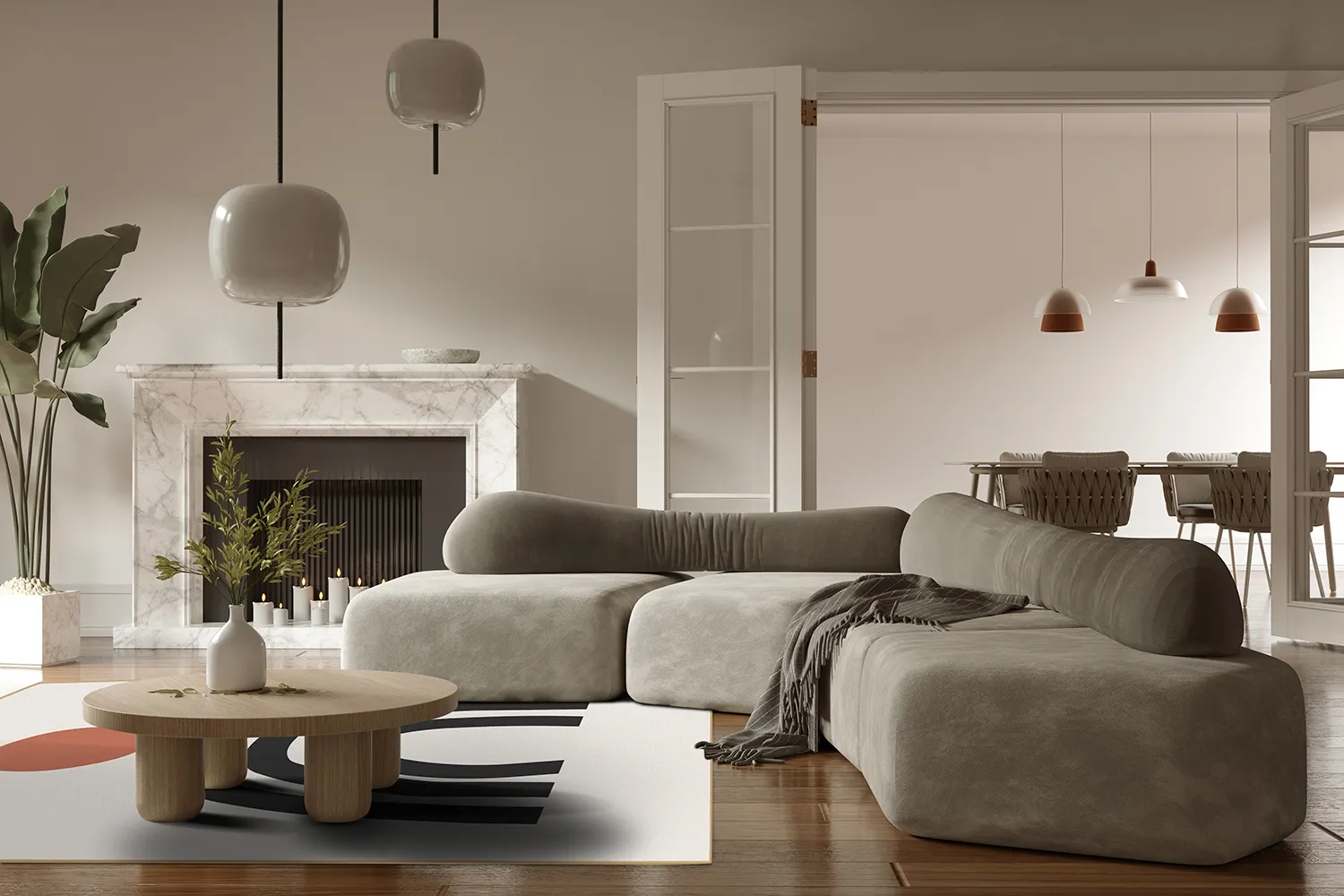 Wiltonmatta - Rochelle (beige/svart/orange)