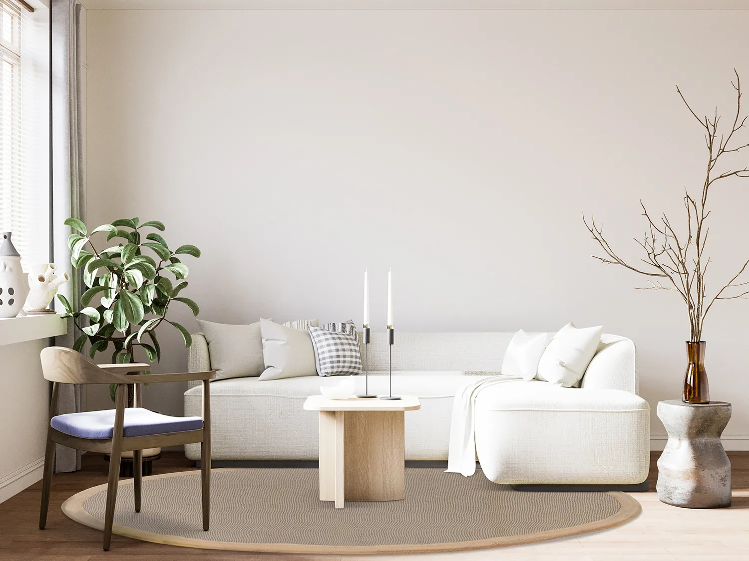 Rund matta (sisal) - Agave (ljus taupe)