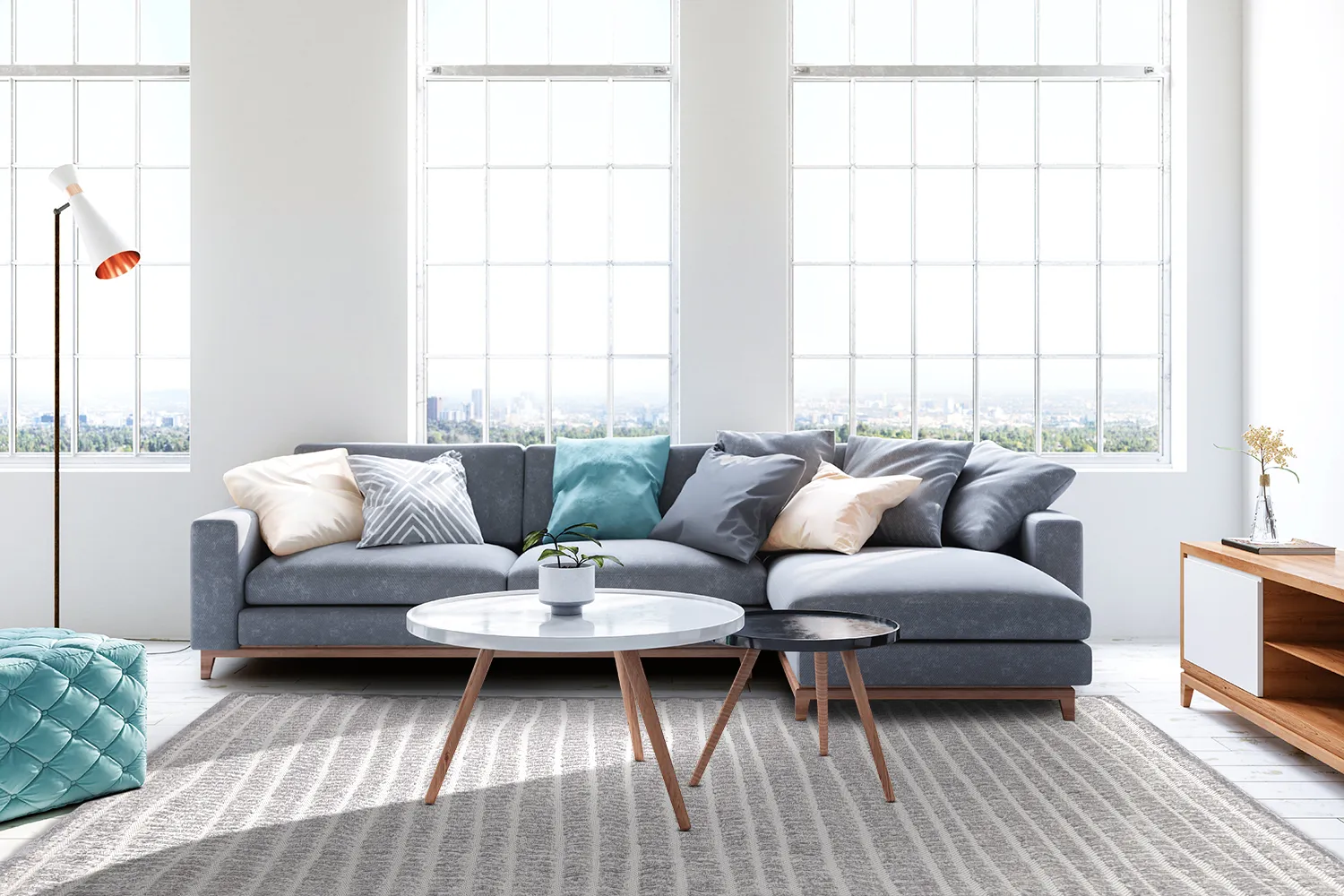 Shaggy Indoor-Outdoor - Kendall (cream/grå)