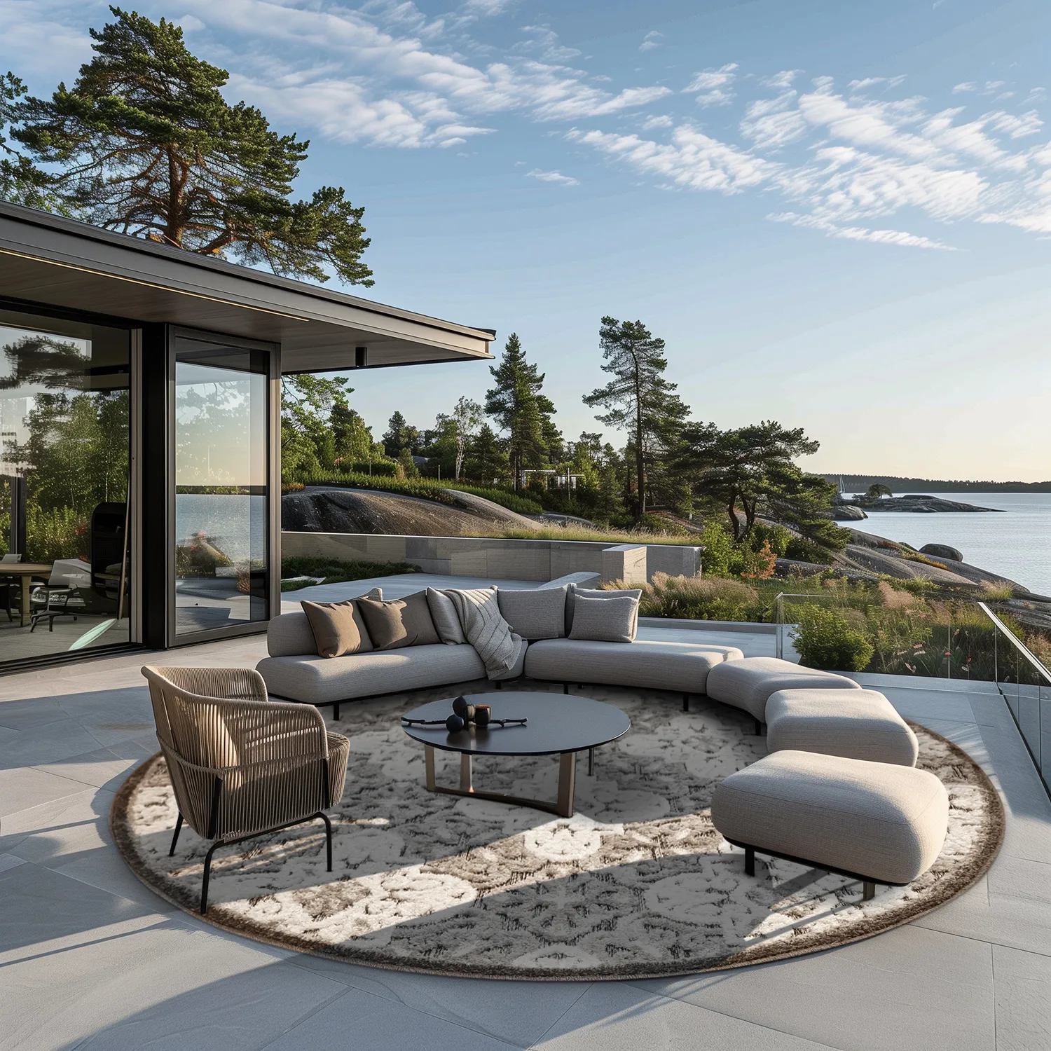 Rund matta - Indoor/Outdoor Hampton (grå)