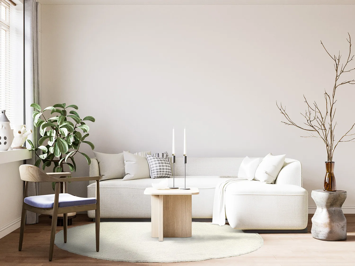 Rund matta - Dhurry (vit)