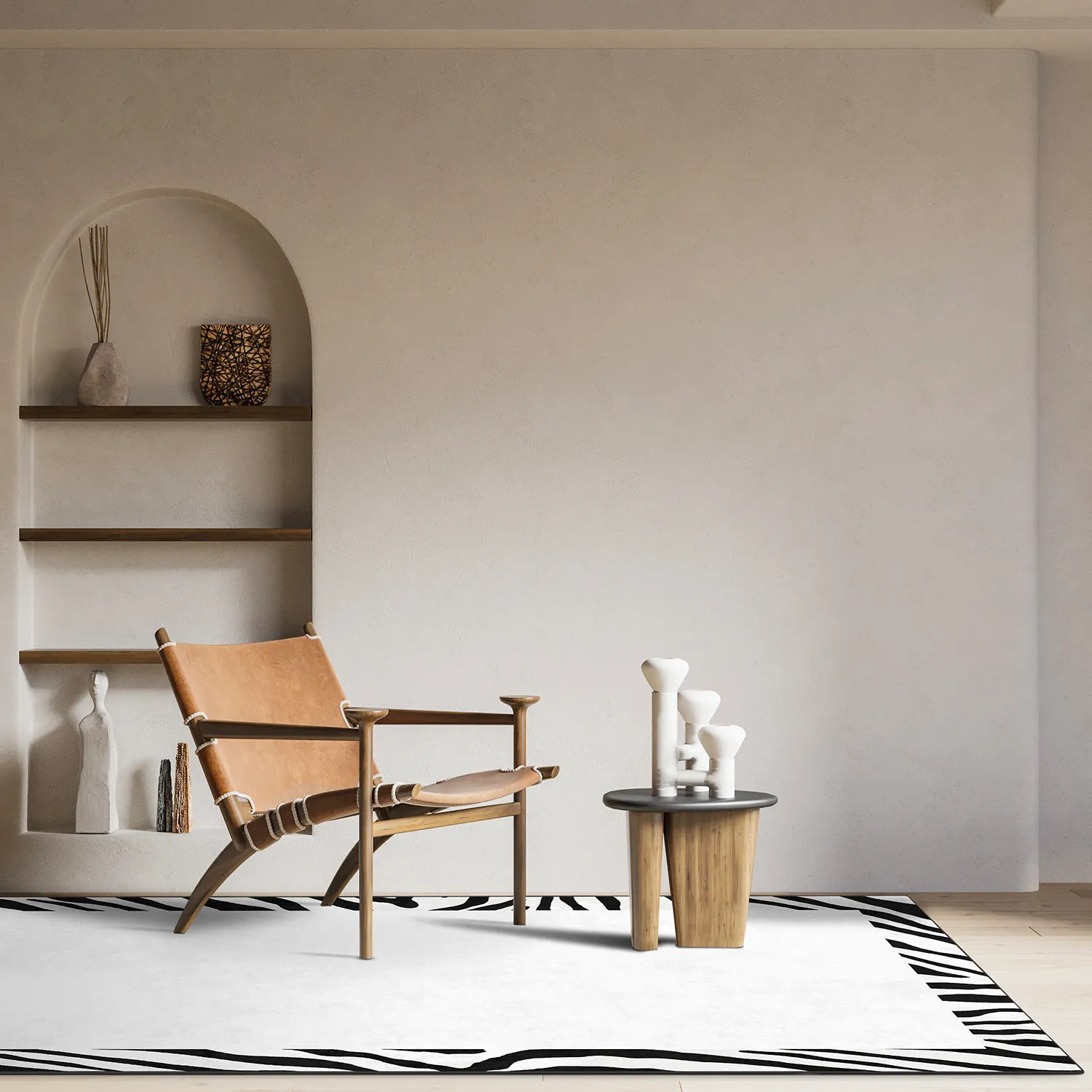 Wiltonmatta - Zebra boarder (svart/vit)