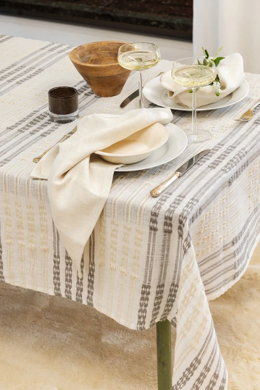 Dukar - Linneduk Julie (vit/beige)