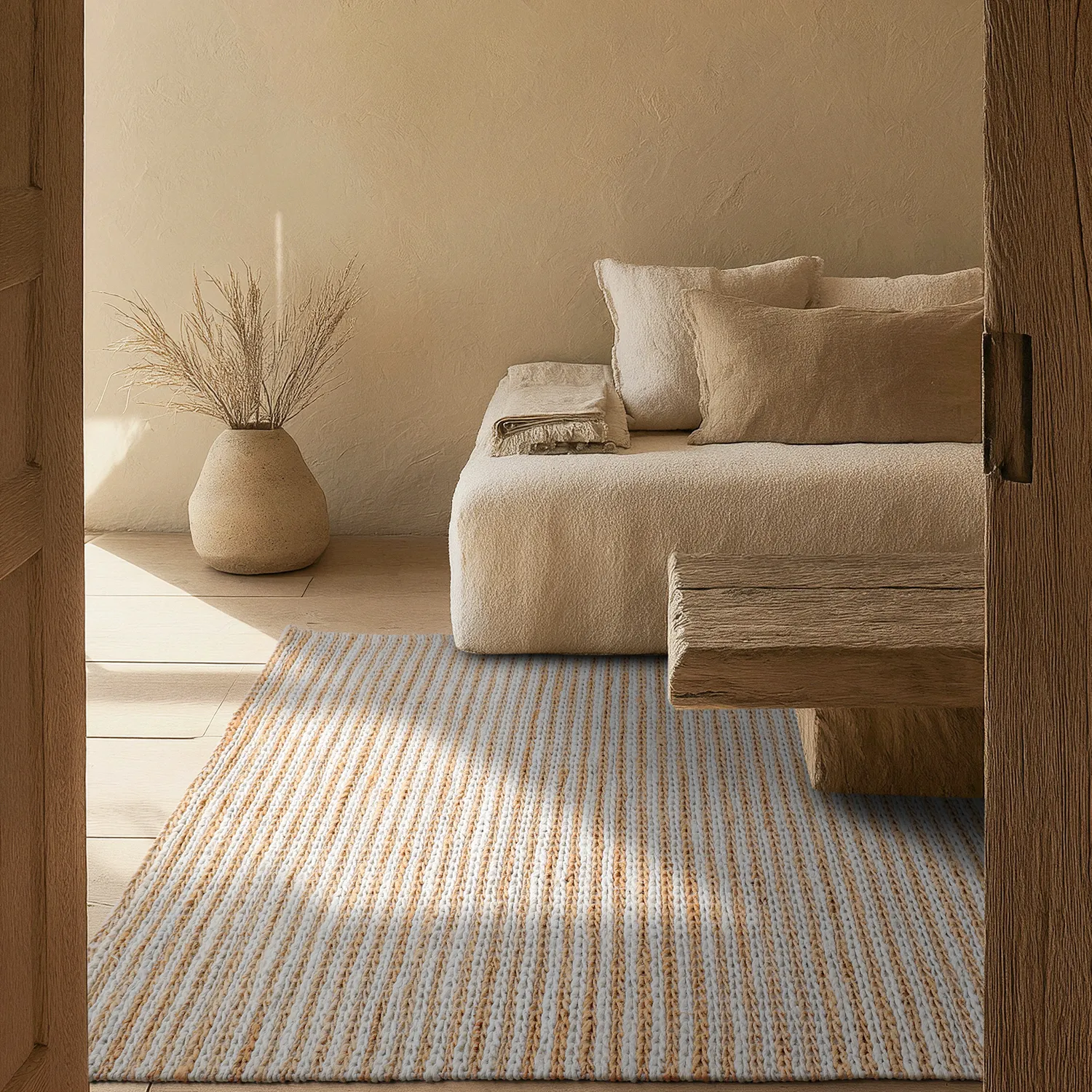 Jutematta - Howrah Braided Jute (natur/vit)