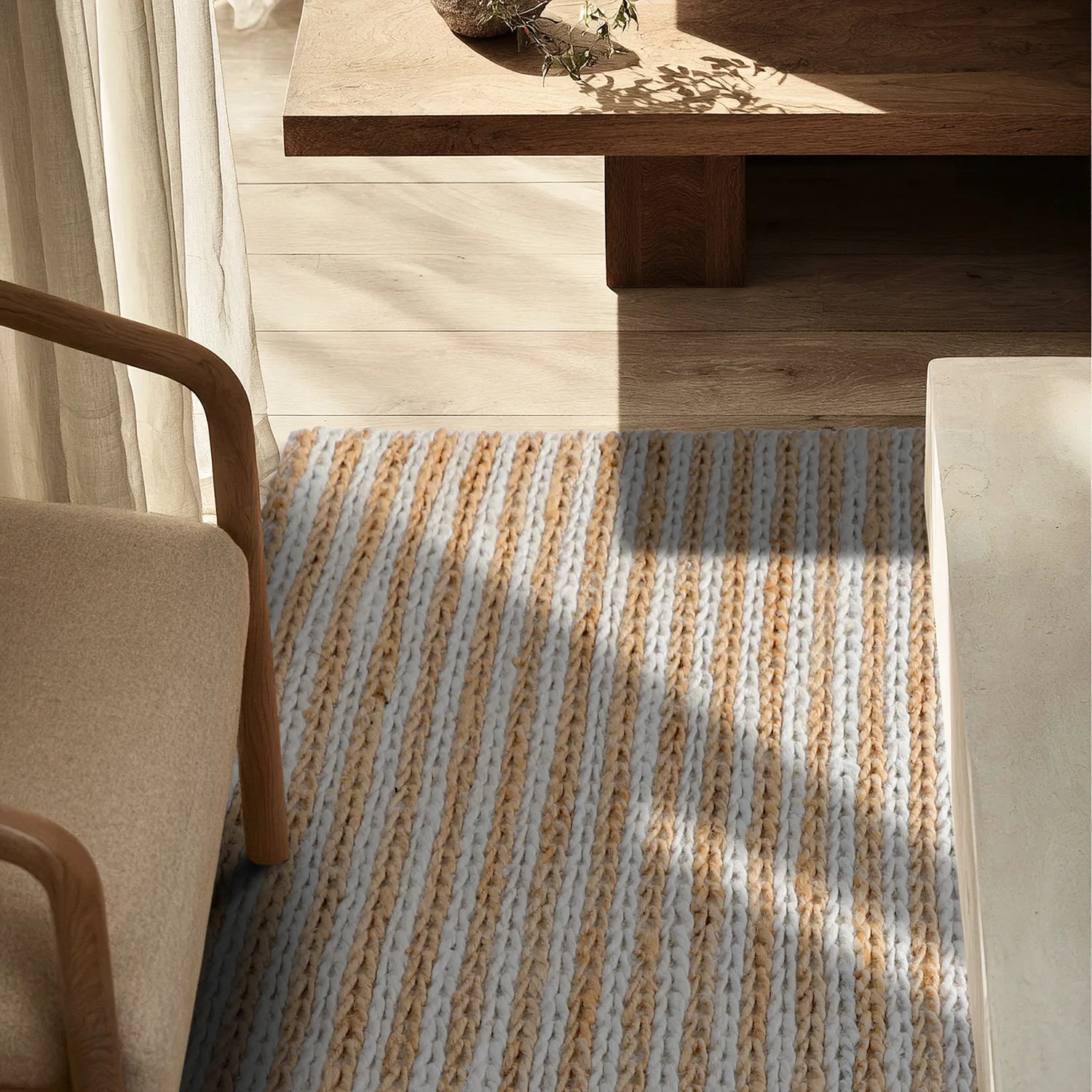 Jutematta - Howrah Braided Jute (natur/vit)