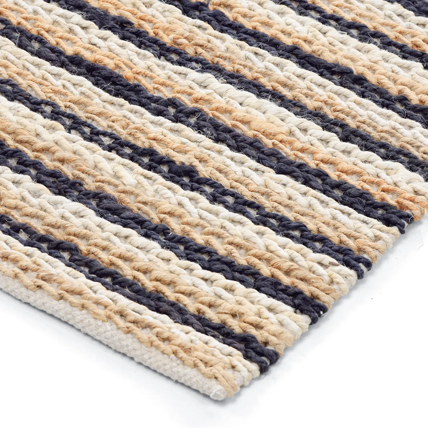 Jutematta - Howrah Braided Jute (natur/vit/svart)