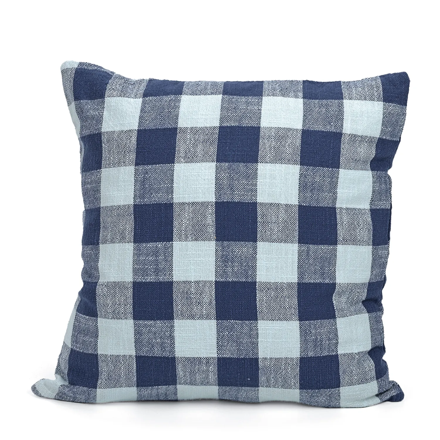 Kuddfodral - Isela check cotton cushion cover (navy/ljusblå)