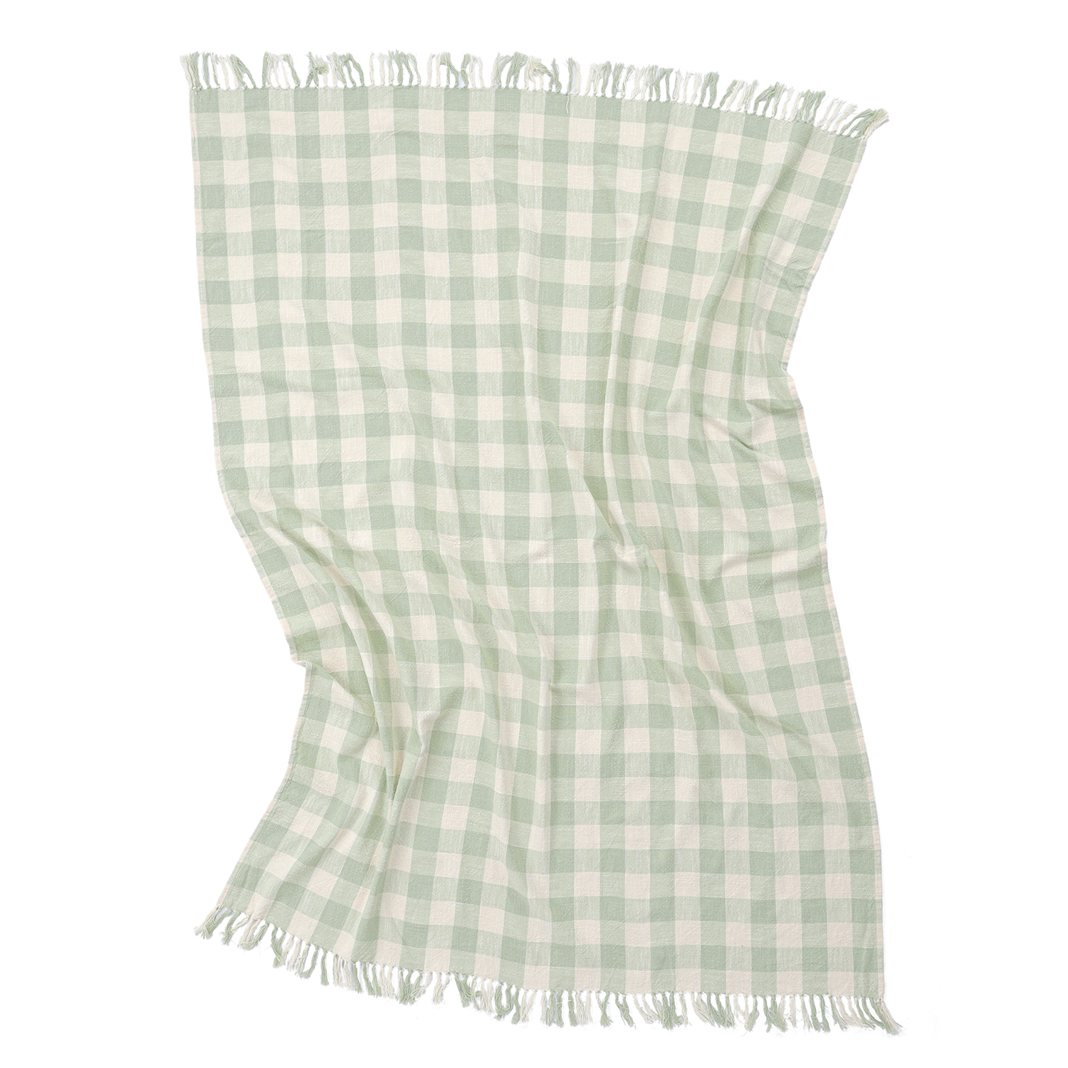Filtar - Isela check cotton throw (cream/ljusgrön) (Storlek: 130 x 170 cm)